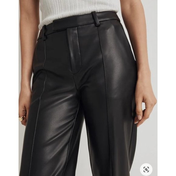Madewell x Aimee Song Slim Tapered Pants NWT in Black Faux Leather 8 - Picture 2 of 11
